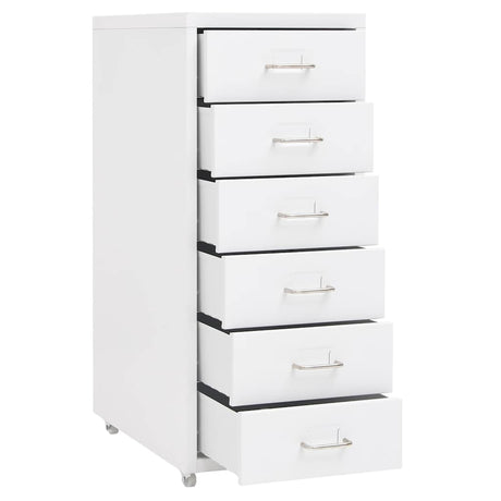 Vidaxl ladeblok verrijdbaar 28x41x69 cm metaal wit
