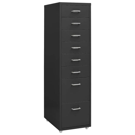Vidaxl ladeblok verrijdbaar 28x41x109 cm metaal antracietkleurig