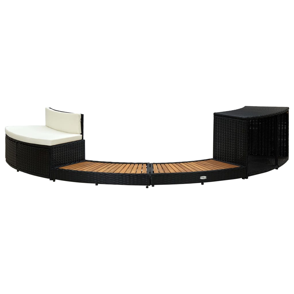 Vidaxx Spa-Umrandung aus Polyrattan und massivem Akazienholz schwarz