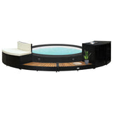 Vidaxx Spa-Umrandung aus Polyrattan und massivem Akazienholz schwarz