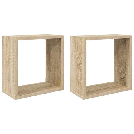 Vidaxl wandschappen kubus 2 st 30x15x30 cm sonoma eikenkleurig