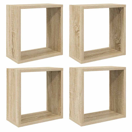 Vidaxl wandschappen kubus 4 st 30x15x30 cm sonoma eikenkleurig