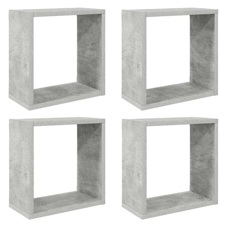 Vidaxl wandschappen kubus 4 st 30x15x30 cm betongrijs