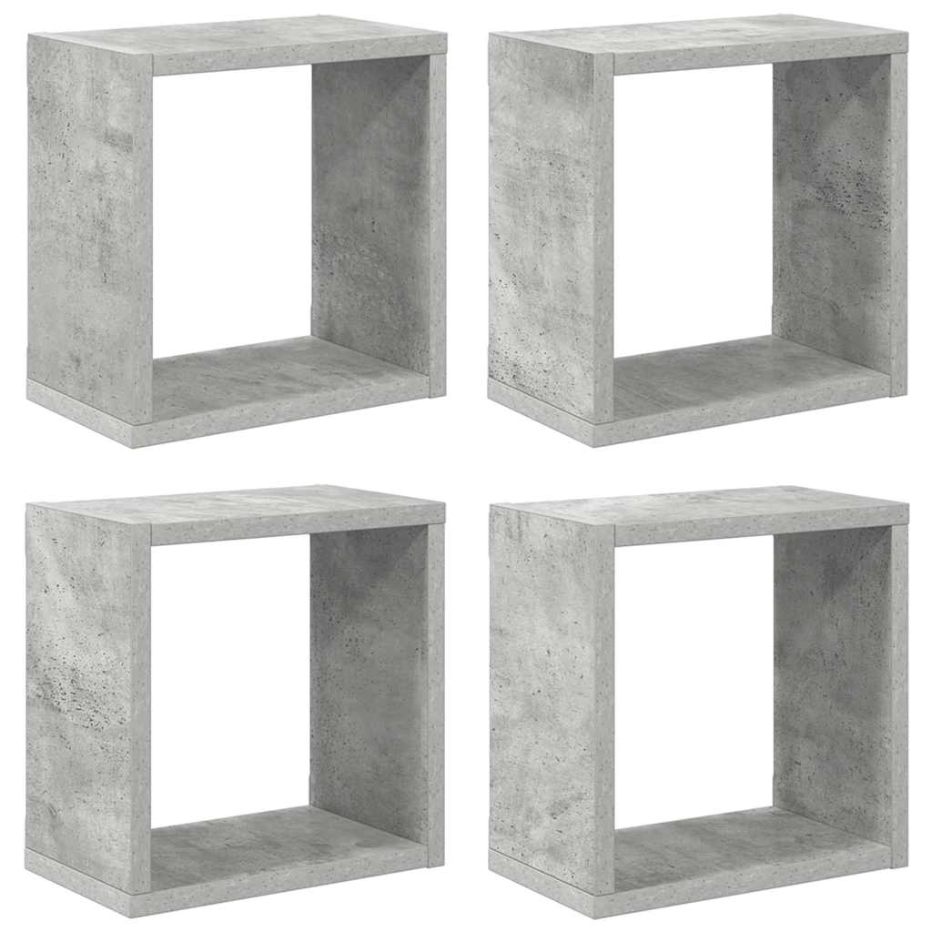 Vidaxl wandschappen kubus 4 st 26x15x26 cm betongrijs