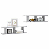 Vidaxl wandschappen 2 st 75x18x20 cm bewerkt hout betongrijs