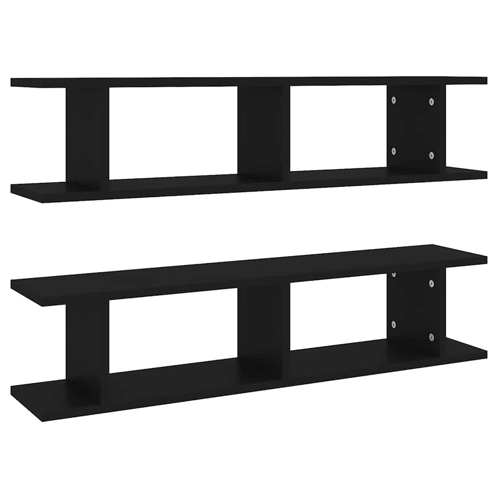 Vidaxl wandschappen 2 st 90x18x20 cm bewerkt hout zwart