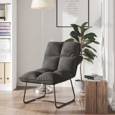 Vidaxl loungestoel met metalen frame fluweel donkergrijs