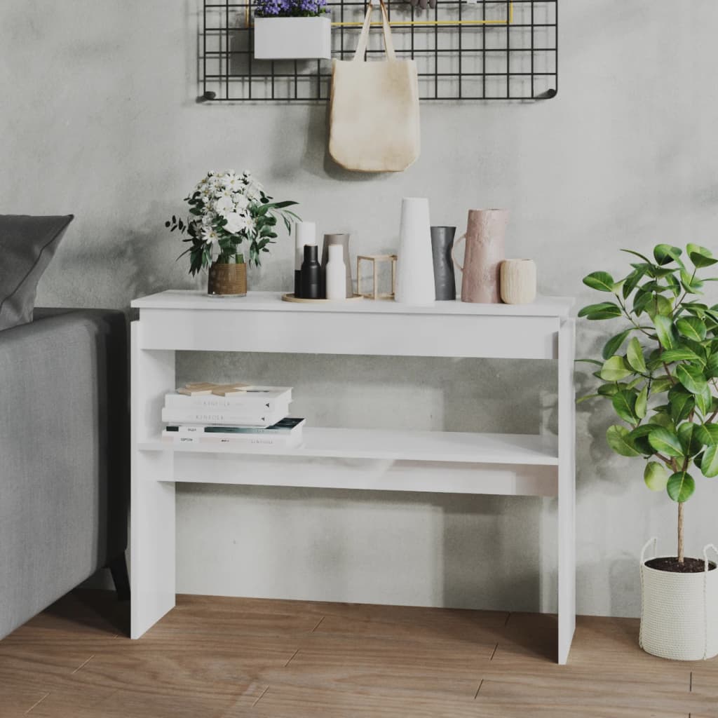 Vidaxl wandtafel 102x30x80 cm bewerkt hout hoogglans wit