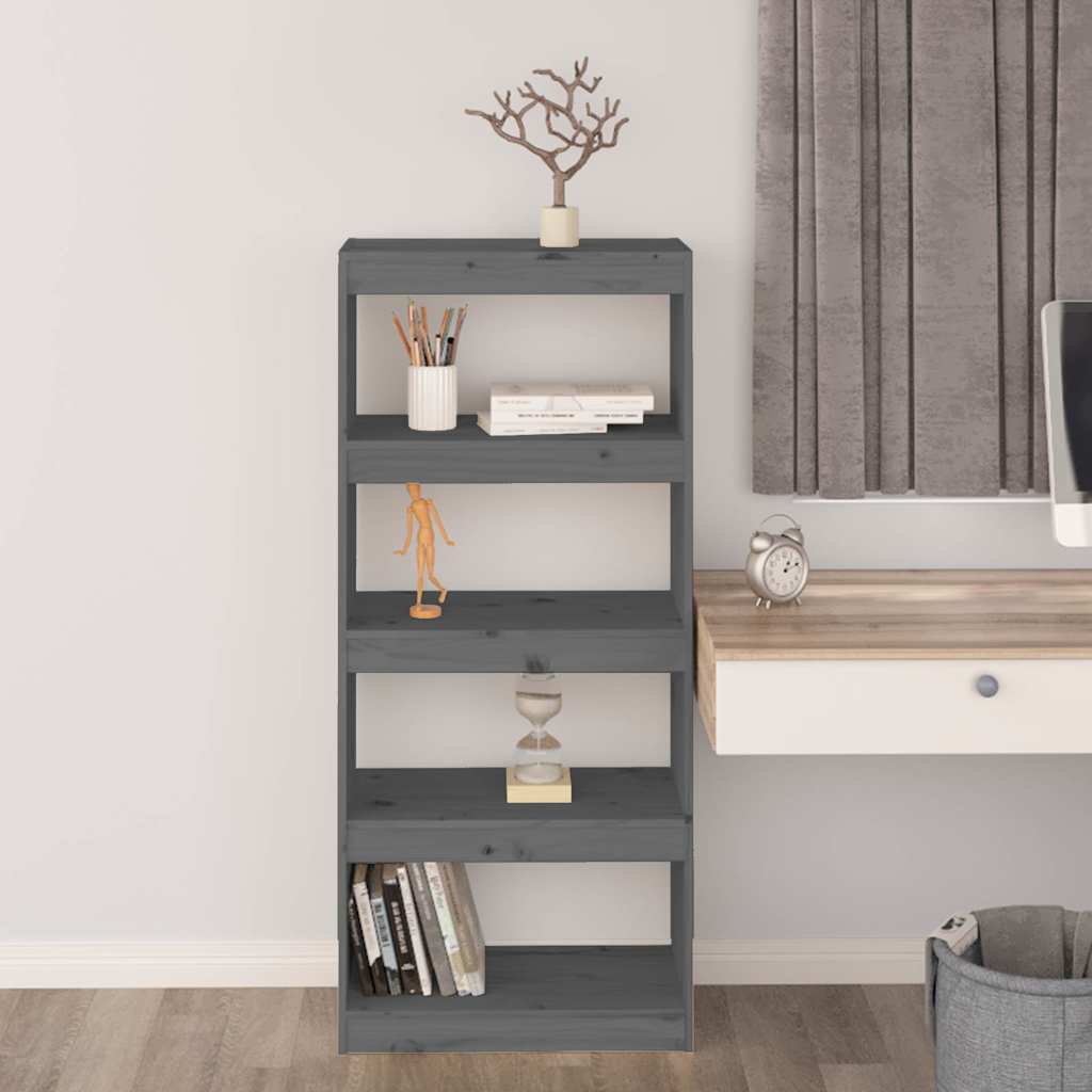 Vidaxl boekenkast kamerscherm 60x30x135,5 cm massief grenenhout grijs