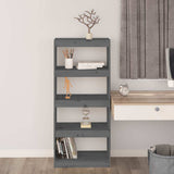 Vidaxl boekenkast kamerscherm 60x30x135,5 cm massief grenenhout grijs