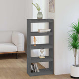 Vidaxl boekenkast kamerscherm 60x30x135,5 cm massief grenenhout grijs