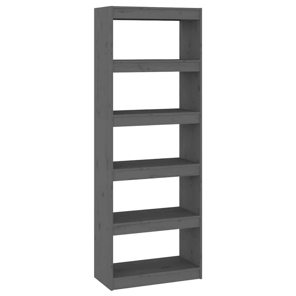 Vidaxl boekenkast kamerscherm 60x30x167,5 cm massief grenenhout grijs