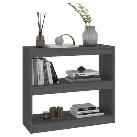 Vidaxl boekenkast kamerscherm 80x30x71,5 cm massief grenenhout grijs