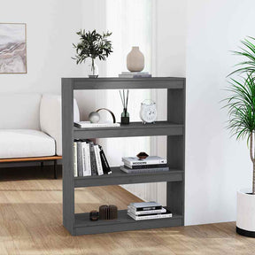 Vidaxl boekenkast kamerscherm 80x30x103,5 cm massief grenenhout grijs