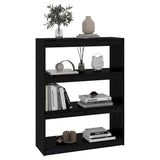 Vidaxl boekenkast kamerscherm 80x30x103,5 cm massief grenenhout zwart