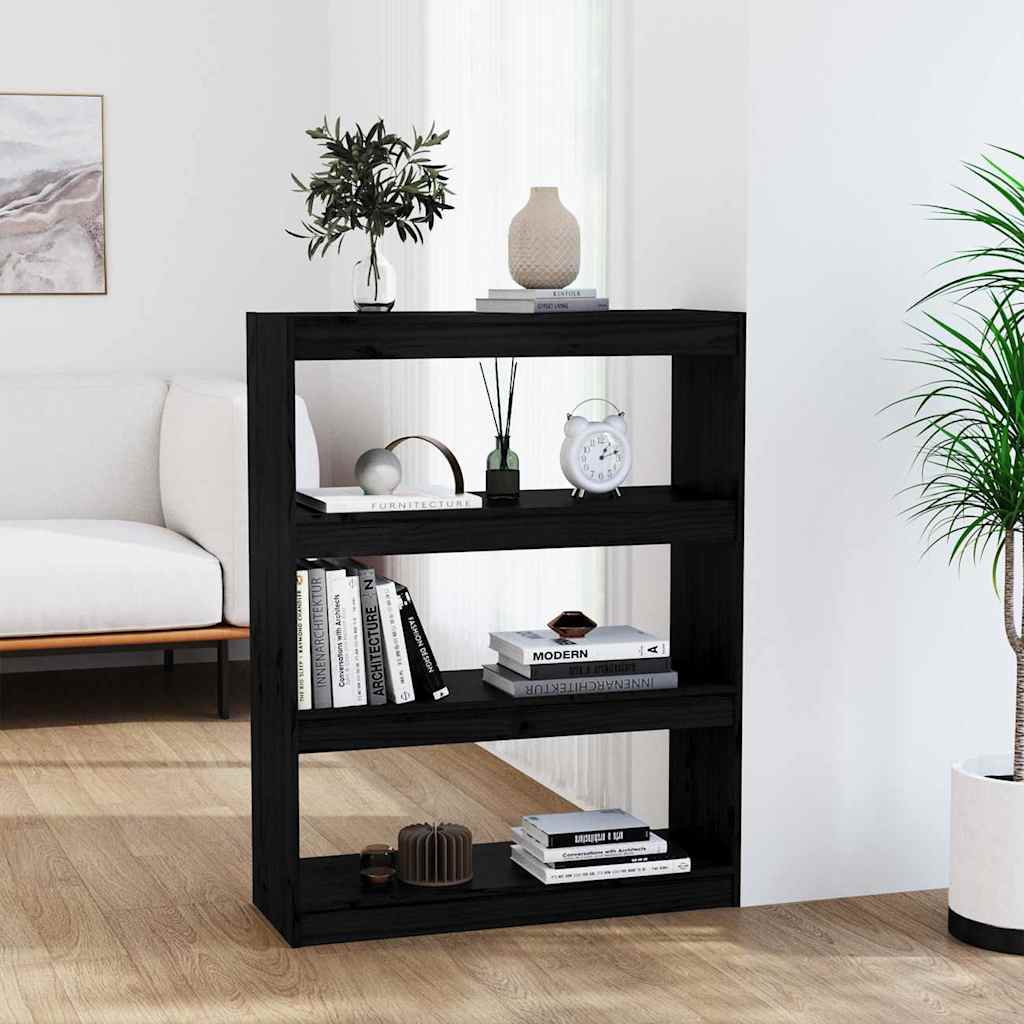 Vidaxl boekenkast kamerscherm 80x30x103,5 cm massief grenenhout zwart