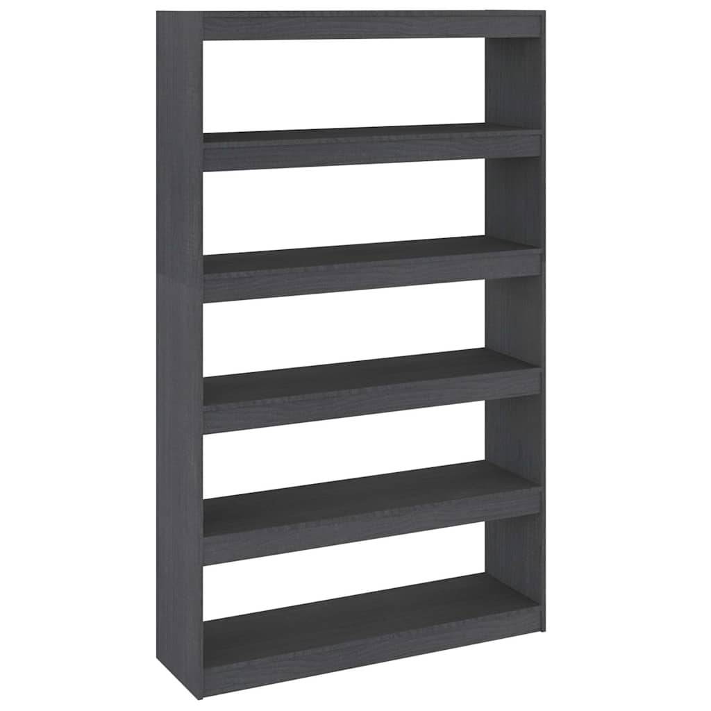 Vidaxl boekenkast kamerscherm 100x30x167,5 cm massief grenenhout grijs