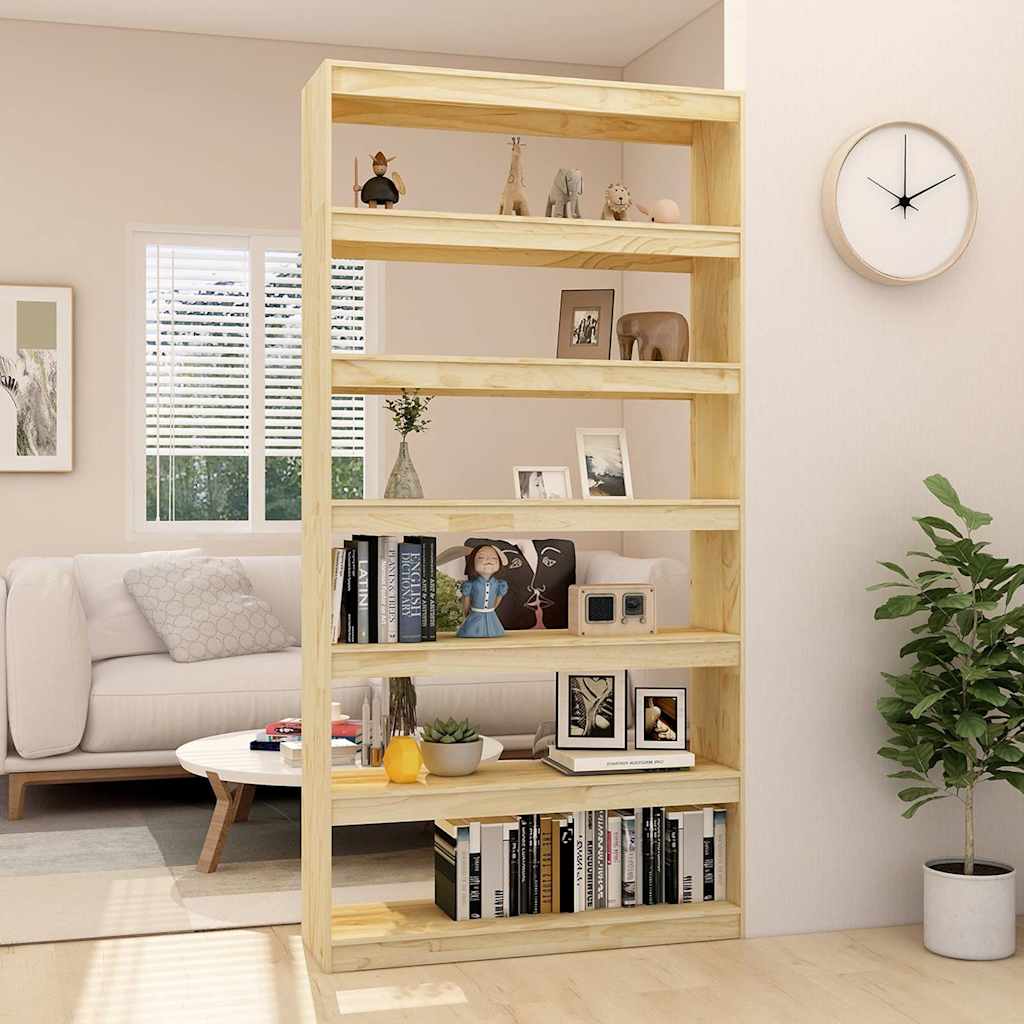 Vidaxl boekenkast kamerscherm 100x30x200 cm massief grenenhout