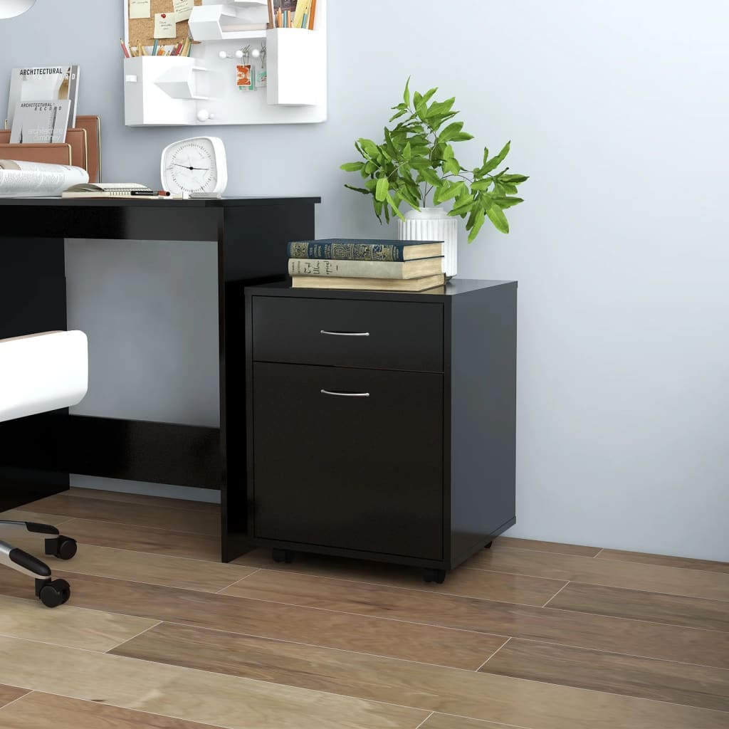 Vidaxl rolkast 45x38x54 cm bewerkt hout zwart