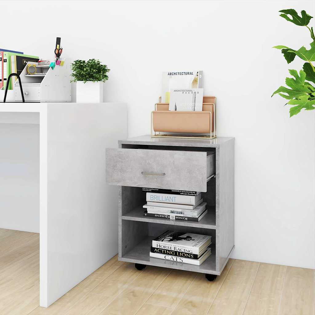 Vidaxl rolkast 46x36x59 cm bewerkt hout betongrijs