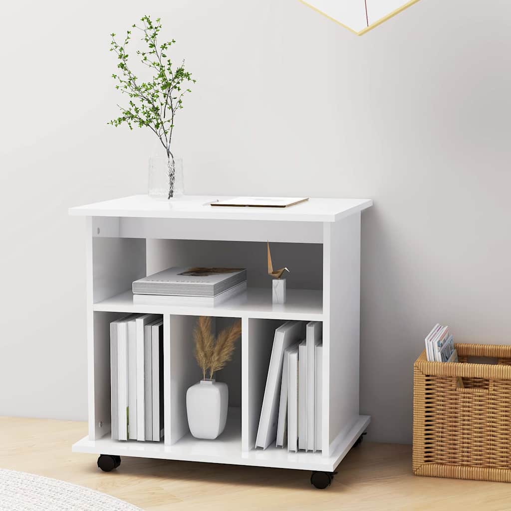 Vidaxl rolkast 60x45x60 cm bewerkt hout hoogglans wit