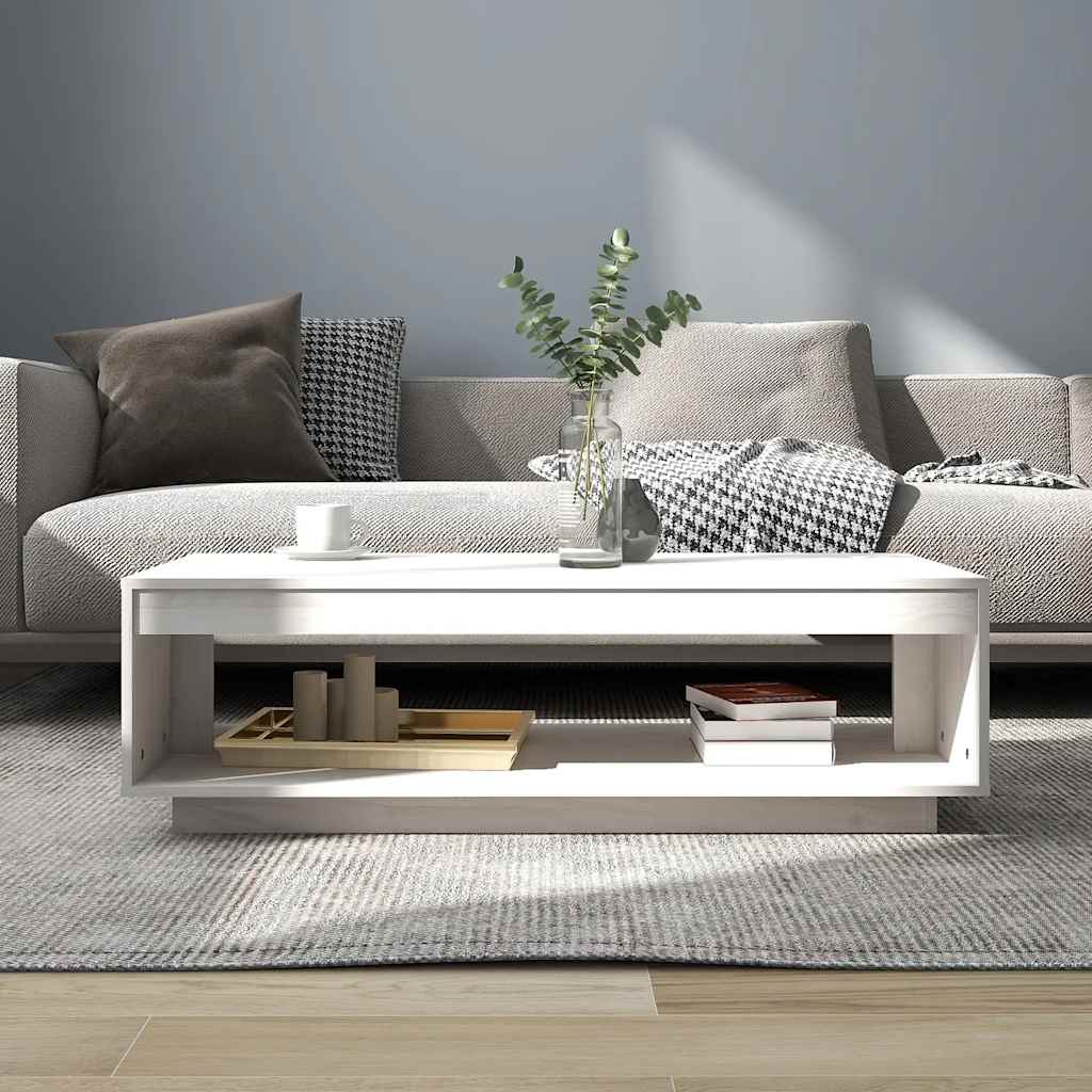 Vidaxl salontafel 110x50x33,5 cm massief grenenhout wit