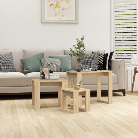 Vidaxl 3-delige tafeltjesset bewerkt hout sonoma eikenkleurig
