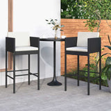 Vidaxl barkrukken 2 st met kussens poly rattan zwart