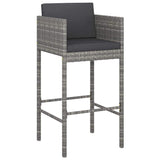 Vidaxl barkrukken 4 st met kussens poly rattan grijs