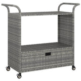 Vidaxl serveerwagen met lade 100x45x97 cm poly rattan grijs