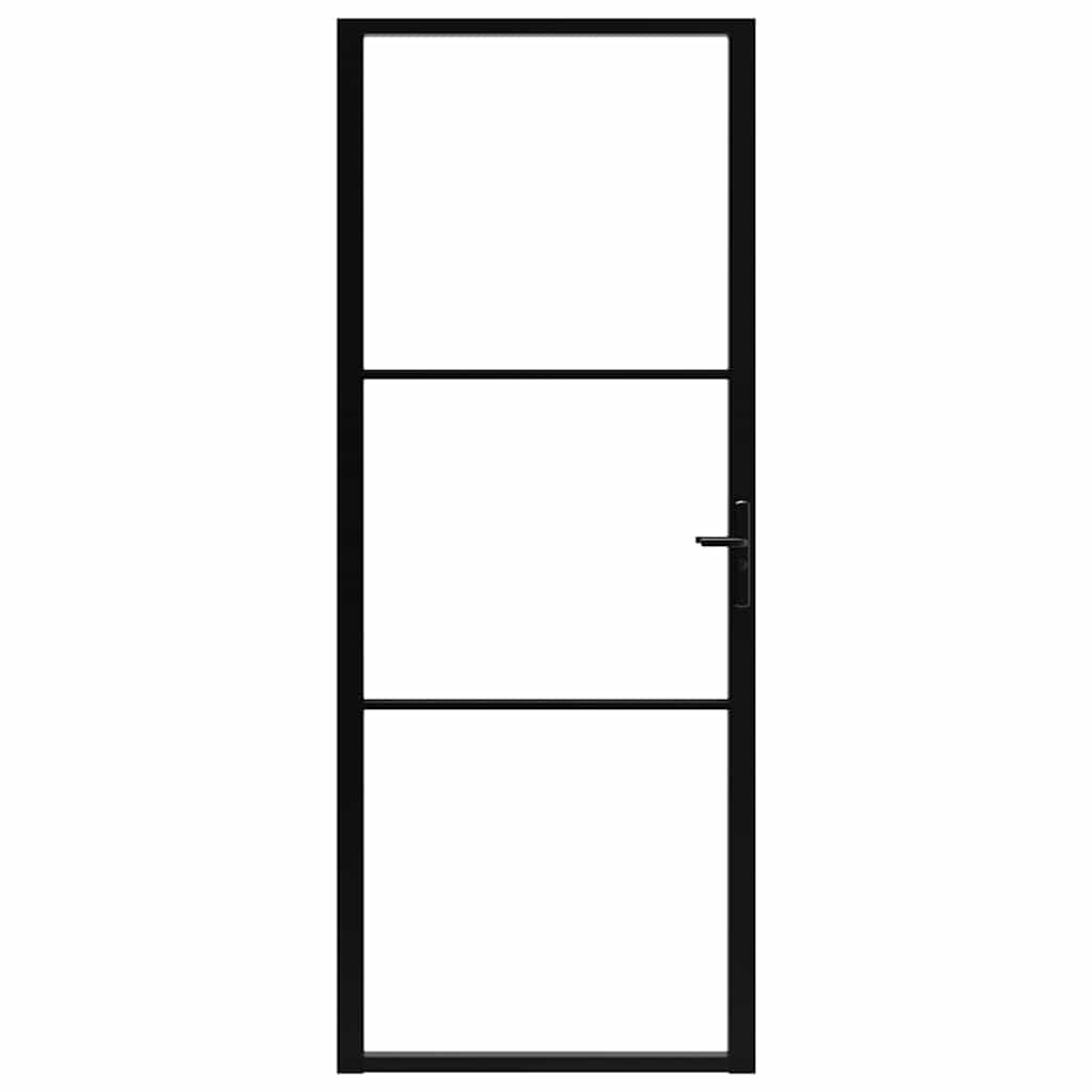 VIDAXL Innenür 83x201,5 cm ESG -Glas und Aluminiumschwarz