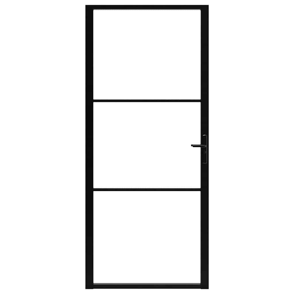 VIDAXL Innenür 102,5x201,5 cm ESG -Glas und Aluminiumschwarz
