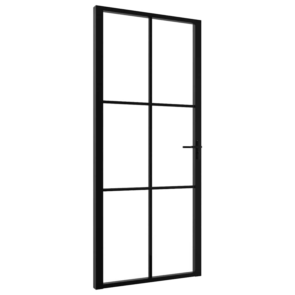 Vidaxl Innenür 93x201,5 cm ESG -Glas und Aluminiumschwarz