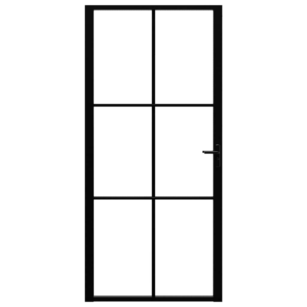 Vidaxl Innenür 93x201,5 cm ESG -Glas und Aluminiumschwarz