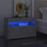 Vidaxl nachtkastjes 2 st met led-verlichting 60x35x40 cm betongrijs