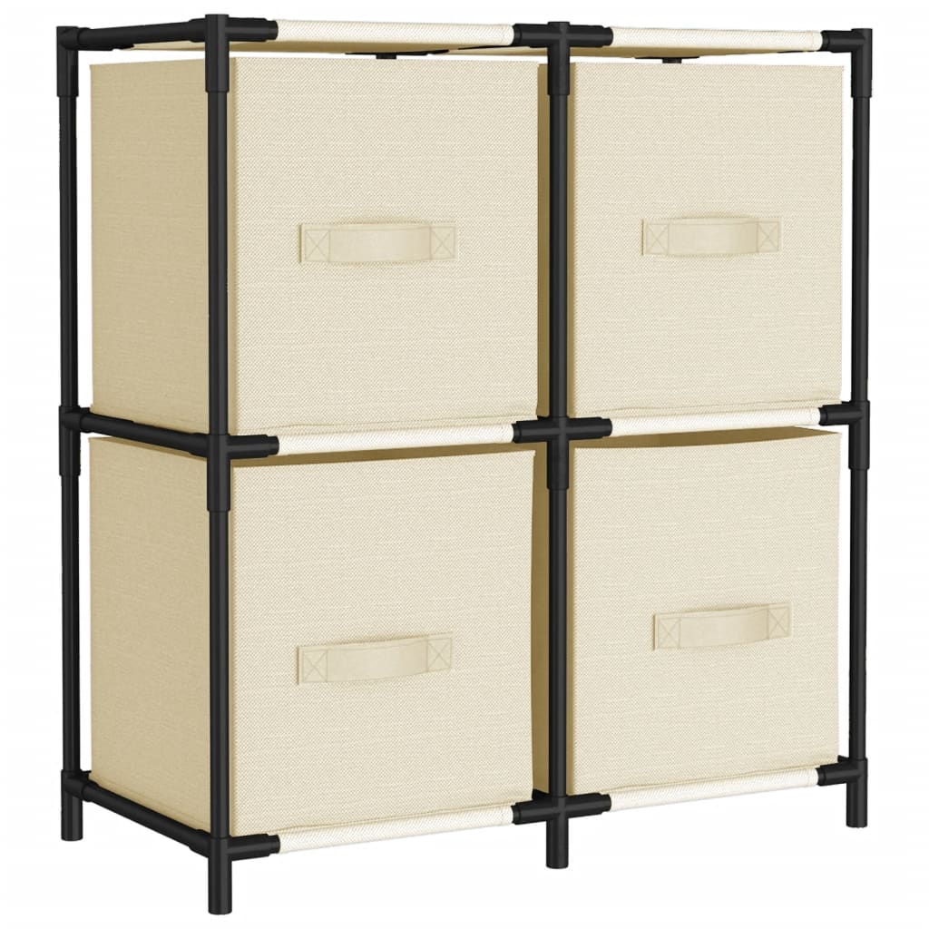 Vidaxl opbergkast met 4 stoffen manden 63x30x71 cm staal crèmekleurig