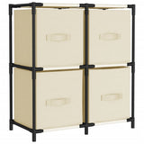 Vidaxl opbergkast met 4 stoffen manden 63x30x71 cm staal crèmekleurig