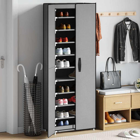 VidaXL Schuhschrank 60x30x166 cm Stoff grau