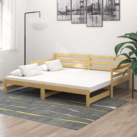 Vidaxl slaapbank uitschuifbaar massief grenenhout 2x(90x200) cm