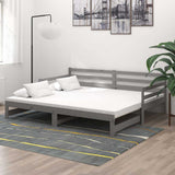 Vidaxl slaapbank uitschuifbaar massief grenenhout grijs 2x(90x200) cm
