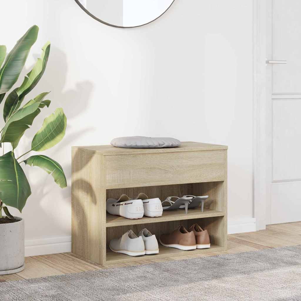 Vidaxl Schuhe Bank 60x30x45 cm verarbeitetes Holz Sonoma Eiche farbig