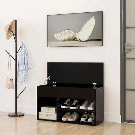 Vidaxl Schuhsofa 80x30x45 cm verarbeitetes Holz schwarz
