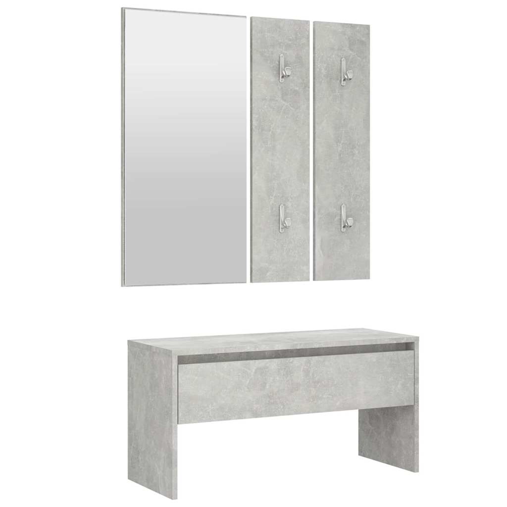 Vidaxl garderobe set bewerkt hout betongrijs