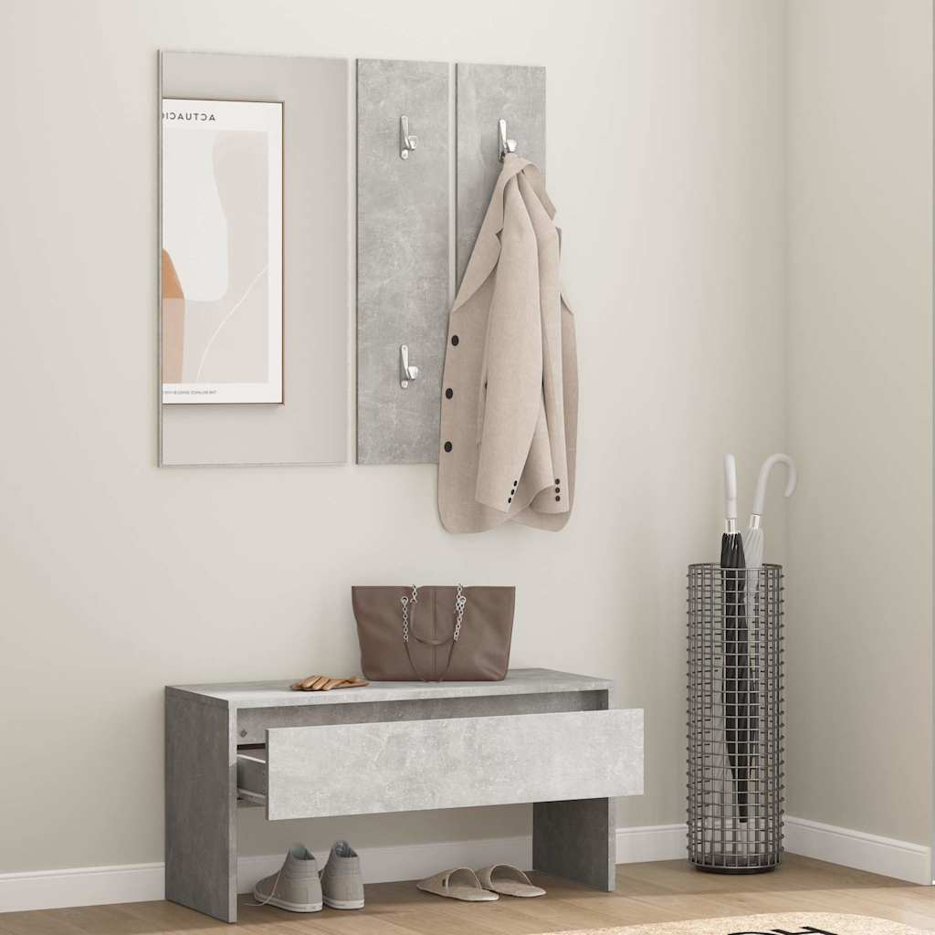 Vidaxl garderobe set bewerkt hout betongrijs
