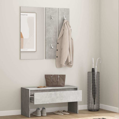 Vidaxl garderobe set bewerkt hout betongrijs