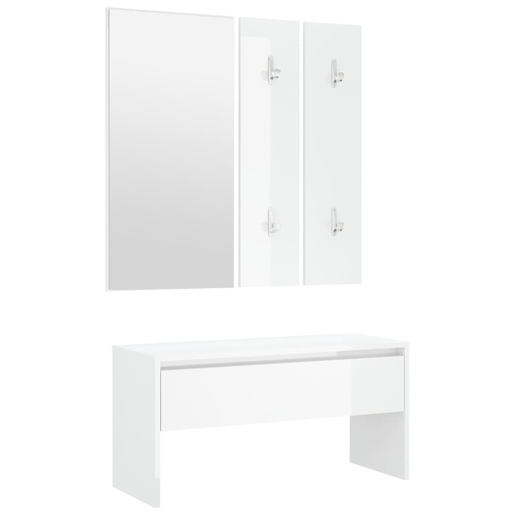 Vidaxl garderobe set bewerkt hout hoogglans wit