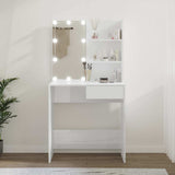 Vidaxl kaptafel met led-verlichting 74,5x40x141 cm hoogglans wit