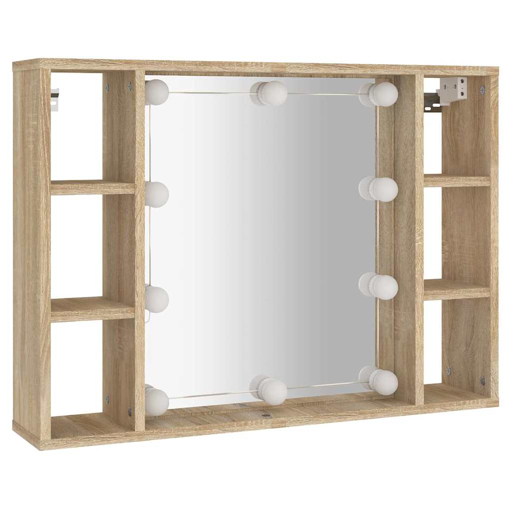 Vidaxl spiegelkast met led-verlichting 76x15x55 cm sonoma eikenkleur