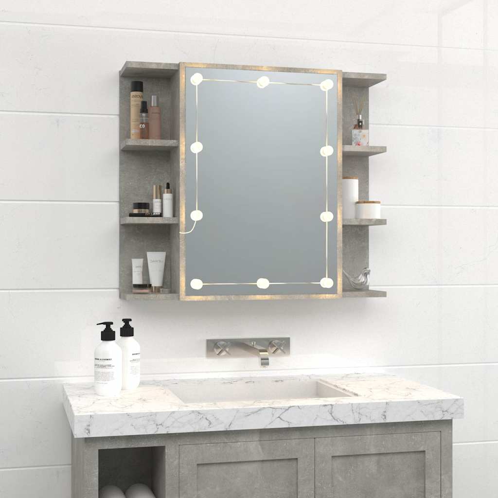 Vidaxl spiegelkast met led-verlichting 70x16,5x60 cm betongrijs