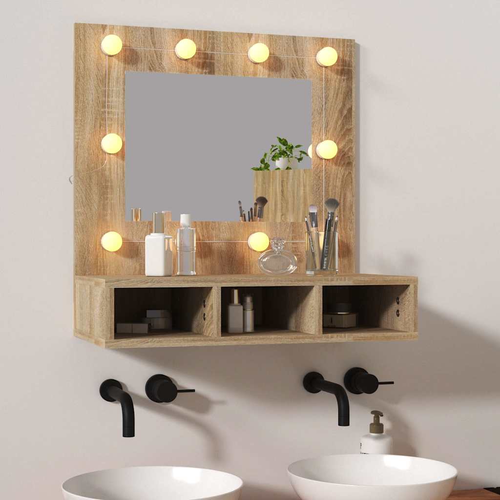 Vidaxl spiegelkast met led-verlichting 60x31,5x62 cm sonoma eikenkleur